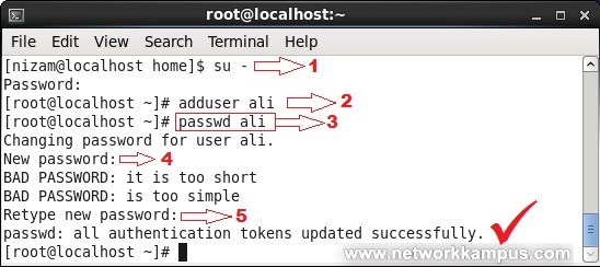 linux rhel centos red hat passwd komutu kullanımı kullanıcıya şifre belirlemek örnek