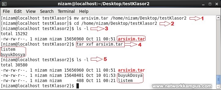 linux rhel centos red hat tar komutu dosyaları arşivden çıkartmak örnek